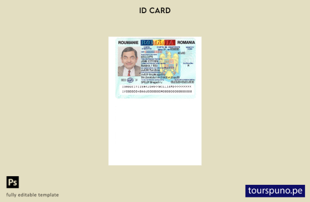 Plantilla de identificación de Rumania lista para imprimir